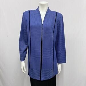 Misook cardigan blazer jacket sz large periwinkle blue black